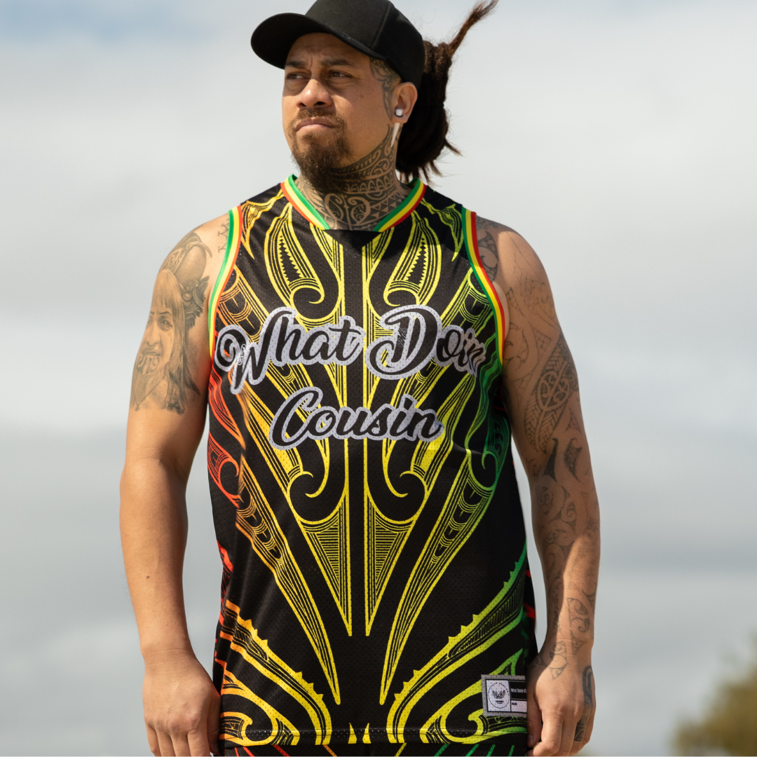 Māori Bob Marley Singlet in Black