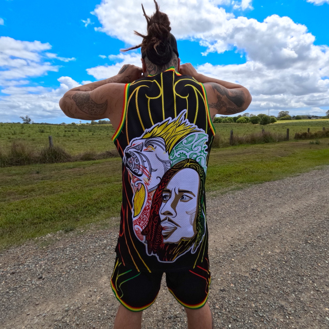 Māori Bob Marley Singlet in Black