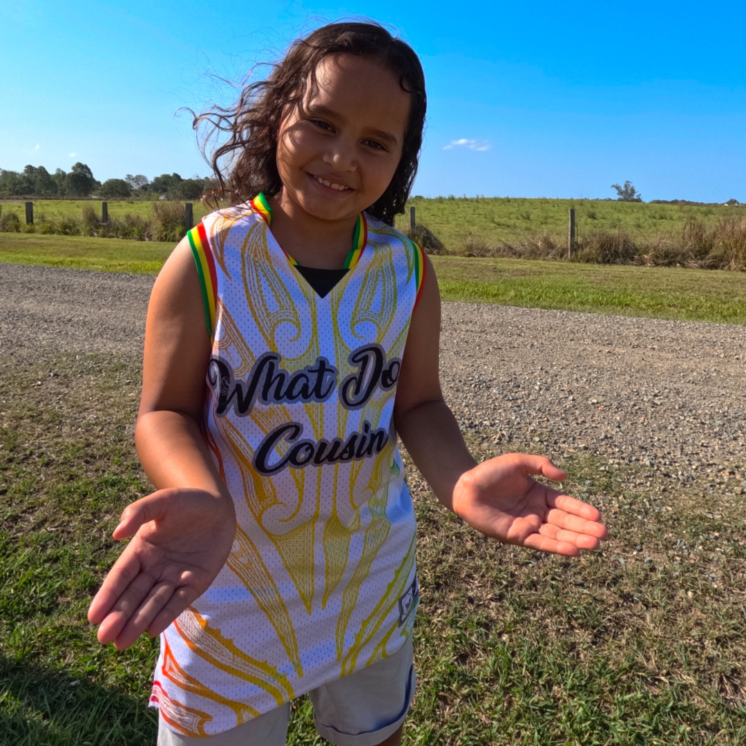 Youth Māori Bob Marley Singlet In White